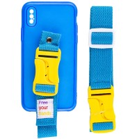 Чехол Handfree с цветным ремешком для Apple iPhone XS Max (6.5'') Синій (29808)