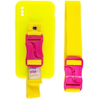 Чехол Handfree с цветным ремешком для Apple iPhone XS Max (6.5'') Жовтий (29809)