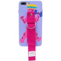 Чехол Funny Holder с цветным ремешком для Apple iPhone 7 plus / 8 plus (5.5'') Малиновий (29815)