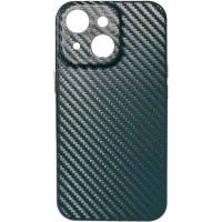 Кожаный чехол Leather Case Carbon series для Apple iPhone 13 (6.1'') Зелёный (24390)