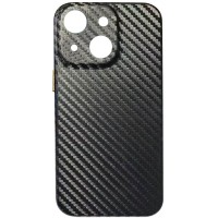 Кожаный чехол Leather Case Carbon series для Apple iPhone 13 (6.1'') Черный (24393)