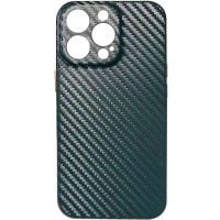 Кожаный чехол Leather Case Carbon series для Apple iPhone 13 Pro (6.1'') Зелёный (24398)