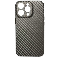 Кожаный чехол Leather Case Carbon series для Apple iPhone 13 Pro (6.1'') Серый (26266)