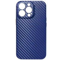 Кожаный чехол Leather Case Carbon series для Apple iPhone 13 Pro (6.1'') Синий (24399)