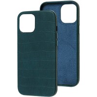 Кожаный чехол Croco Leather для Apple iPhone 13 (6.1'') Зелёный (27404)