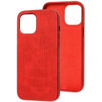 Кожаный чехол Croco Leather для Apple iPhone 13 (6.1'') Красный (24543)