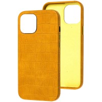 Кожаный чехол Croco Leather для Apple iPhone 13 (6.1'') Желтый (24545)