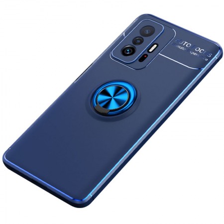 TPU чехол Deen ColorRing под магнитный держатель (opp) для Xiaomi 11T / 11T Pro Синий (28799)