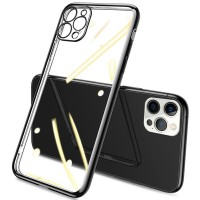 Прозрачный силиконовый чехол глянцевая окантовка Full Camera для Apple iPhone 13 Pro (6.1'') Чорний (27354)