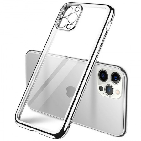 Прозрачный силиконовый чехол глянцевая окантовка Full Camera для Apple iPhone 13 Pro (6.1'') Серебристый (27351)