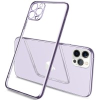 Прозрачный силиконовый чехол глянцевая окантовка Full Camera для Apple iPhone 13 Pro (6.1'') Бузковий (27353)