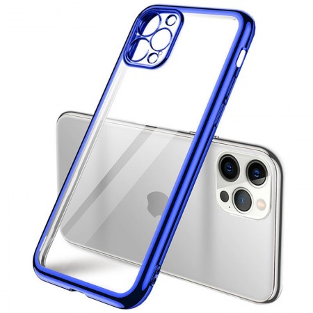 Прозрачный силиконовый чехол глянцевая окантовка Full Camera для Apple iPhone 13 Pro Max (6.7'') Синій (27357)