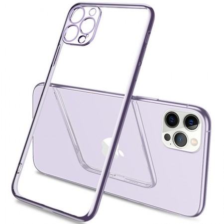 Прозрачный силиконовый чехол глянцевая окантовка Full Camera для Apple iPhone 13 Pro Max (6.7'') Бузковий (27358)