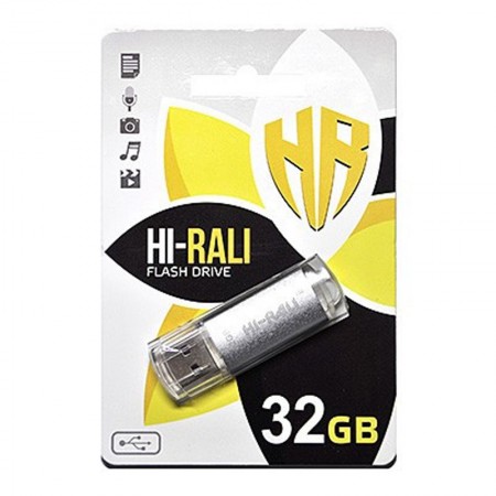 Флеш накопитель USB Hi-Rali Rocket 32 GB Серебряная серия Сріблястий (27386)