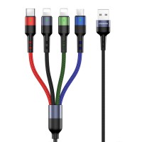 Дата кабель Usams US-SJ411 U26 4in1 USB to Combo 2A (0.35m) Чорний (30106)