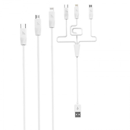 Дата кабель Hoco X1 Rapid 3in1 (Lightning+Micro USB+Type-C) (1m) Белый (28822)