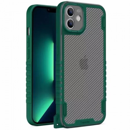 Чехол TPU+PC TRAVEL Carbon для Apple iPhone 11 (6.1'') Зелёный (28684)