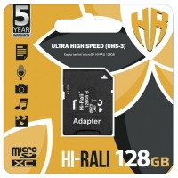 Карта памяти Hi-Rali microSDXC (UHS-3) 128 GB Card Class 10 с адаптером Чорний (29379)