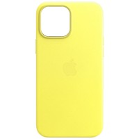 Кожаный чехол Leather Case (AA) with MagSafe для Apple iPhone 12 Pro / 12 (6.1'') Желтый (31829)