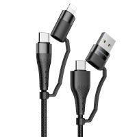 Дата кабель Borofone BU28 Multi-energy 4in1 Type-C/USB - Type-C/Lightning (1.2m) Чорний (31882)