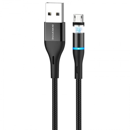 Дата кабель Borofone BU16 Skill magnetic USB to MicroUSB (1.2m) Чорний (31914)