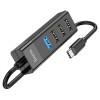 Перехідник Hoco HB25 Easy mix 4in1 (Type-C to USB3.0+USB2.0*3) Чорний (37748)