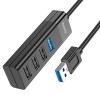 Перехідник Hoco HB25 Easy mix 4in1 (USB to USB3.0+USB2.0*3) Чорний (33228)