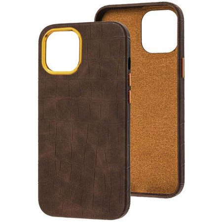 Шкіряний чохол Croco Leather для Apple iPhone 14 (6.1'') Бежевий (35180)