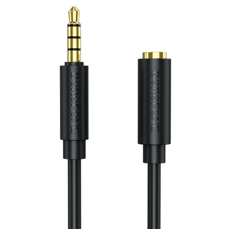 Аудіо кабель Aux Borofone BL12 3.5 audio extension cable Male to Female (1m) Чорний (34237)