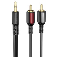 Аудіо кабель Aux Borofone BL11 3.5mm to double RCA Чорний (34238)