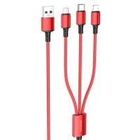 Дата кабель Borofone BX72 USB to 3in1 (1m) Красный (34289)