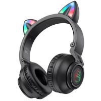 Bluetooth навушники BOROFONE BO18 Cat ear Чорний (34564)