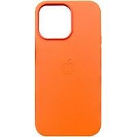Шкіряний чохол Leather Case (AAA) with MagSafe and Animation для Apple iPhone 14 Pro (6.1'') Оранжевый (46817)