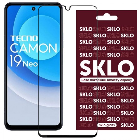 Захисне скло SKLO 3D (full glue) для TECNO Camon 19 (CI6n) / 19 Pro (CI8n) Черный (35258)