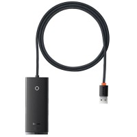 Перехідник HUB Baseus Lite Series 4-Port USB-A HUB Adapter (USB-A to USB 3.0*4) 25cm (WKQX) Чорний (35544)