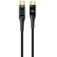 Дата кабель USAMS US-SJ590 Type-C to Type-C PD 100W Transparent Digital Display Cable (1.2m) Чорний (37822)