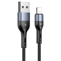 Дата кабель Usams US-SJ448 U55 Aluminum Alloy Braided USB to Lightning (1m) Чорний (37841)