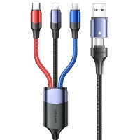 Дата кабель Usams US-SJ549 U71 USB + Type-C to Triple Head 3in1 (1.2m) Черный (37844)