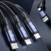 Дата кабель Usams US-SJ511 U71 All in One Aluminum Alloy USB + Type-C to Triple Head 3in1 100W (1.2m) Чорний (37845)