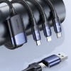 Дата кабель Usams US-SJ511 U71 All in One Aluminum Alloy USB + Type-C to Triple Head 3in1 100W (1.2m) Черный (37845)