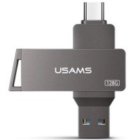 Флеш накопичувач USAMS US-ZB201 Type-C+ USB3.0 Rotatable High Speed Flash Drive 128 Gb Сірий (37869)