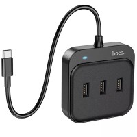 Перехідник HUB Hoco HB31 Easy 4-in-1 (Type-C to USB3.0*4) (L=0.2m) Черный (37928)