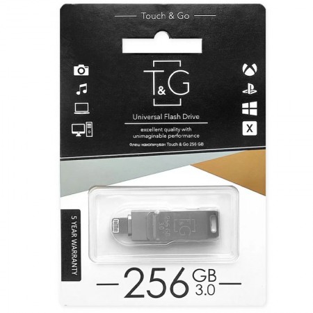 Флеш-драйв T&G 008 Metal series USB 3.0 - Lightning 256GB Серебристый (37349)