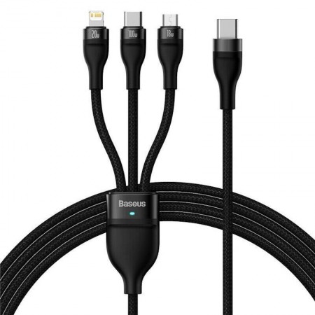 Дата кабель Baseus Flash Series 2 USB to MicroUSB-Lightning-Type-C 66W (1.2m) (CASS04000) Черный (38621)