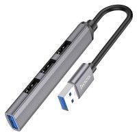 Перехідник Hoco HB26 4in1 (USB to USB3.0+USB2.0*3) Сірий (41123)