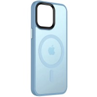 TPU+PC чохол Metal Buttons with MagSafe Colorful для Apple iPhone 14 (6.1'') Голубой (40212)