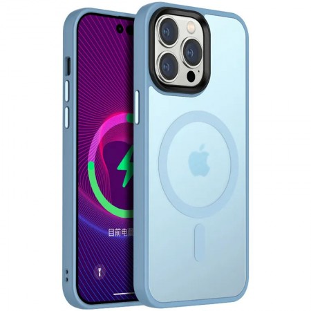 TPU+PC чохол Metal Buttons with MagSafe Colorful для Apple iPhone 13 Pro (6.1'') Голубой (40518)