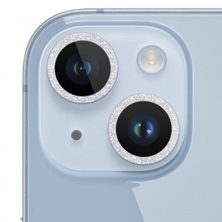 Захисне скло Metal Sparkles на камеру (в упак.) для Apple iPhone 15 (6.1'') / 15 Plus (6.7'') Серебристый (42436)