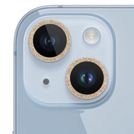 Захисне скло Metal Sparkles на камеру (в упак.) для Apple iPhone 15 (6.1'') / 15 Plus (6.7'') Золотой (42434)