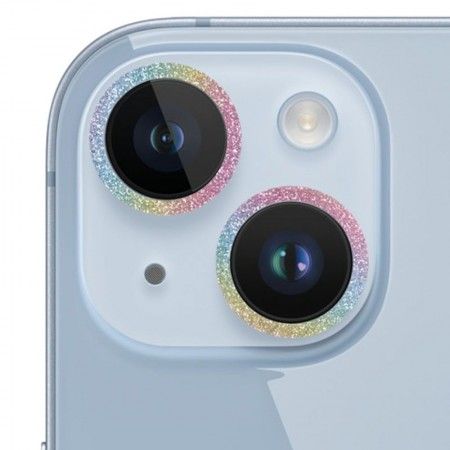 Захисне скло Metal Sparkles на камеру (в упак.) для Apple iPhone 15 (6.1'') / 15 Plus (6.7'') Бузковий (42437)